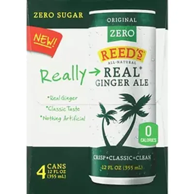 Reed's All Natural ZERO Real Ginger Ale Original 4 pack 12 oz Cans