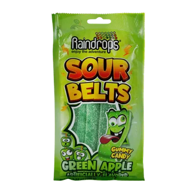 Raindrops Raspberry Sour Belts 3.52 oz Bag