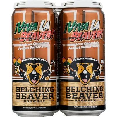 Belching Beaver ¡Viva La Beaver! Mexican Chocolate Peanut Butter Stout 4 Pack 16 oz Cans 7.5% ABV