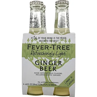 Fever-Tree Refreshingly Light Ginger Beer 4x 6.8oz Bottles