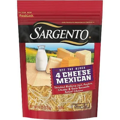 Sargento Shredded 4 Cheese Mexican Natural Cheese Fine Cut 0.05oz Bag