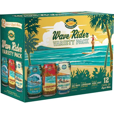 Kona Brewing Wave Rider Variety Pack 12pk 12 oz cans