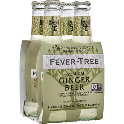 Fever Tree Ginger Beer 4 Pack 200mL Bottles