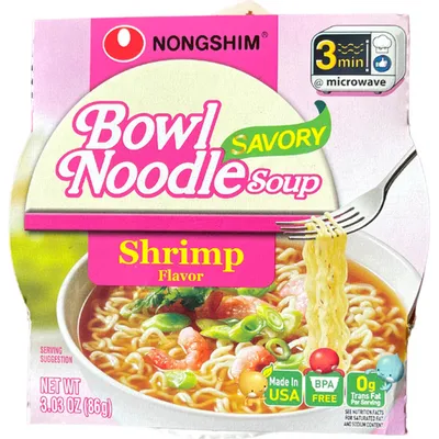 Nongshim Bowl Noodle Savory Soup Shrimp Flavor 86g