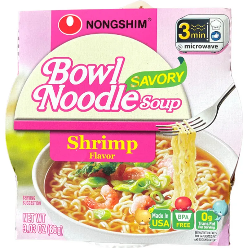 Nongshim Bowl Noodle Savory Soup Shrimp Flavor view 1