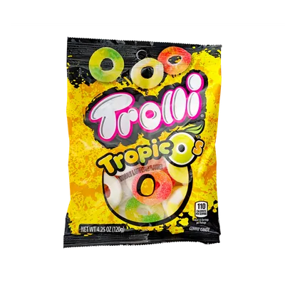 Trolli Tropic O's Gummies Coconut-Pineapple Strawberry-Banana 4.25oz Bag
