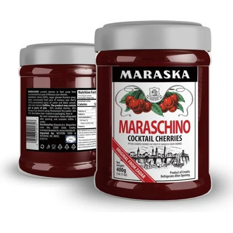 Maraska Maraschino Cocktail Cherries jar view 1