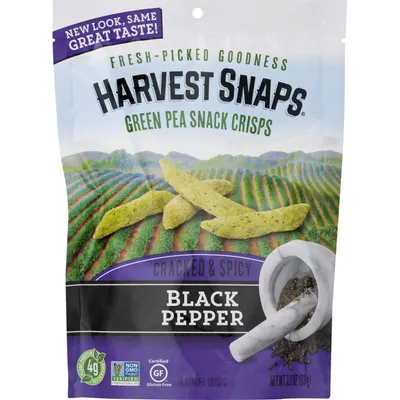 Harvest Snaps Black Pepper Green Pea Snack Crisps 3.3oz Pouch