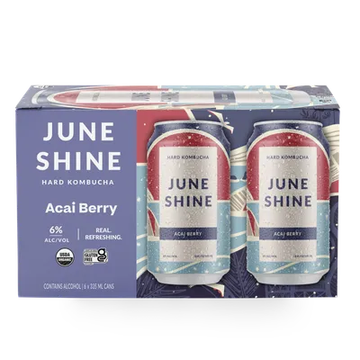 JuneShine Hard Kombucha Acai Berry 6 Pack 12oz Cans