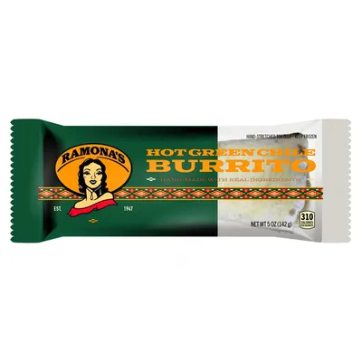 Ramona's Hot Green Chile Potato and Cheese Burrito 5 oz Bag