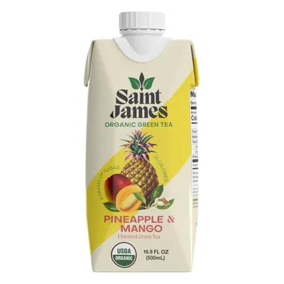 Saint James Organic Green Tea Pineapple Mango 16.9 oz