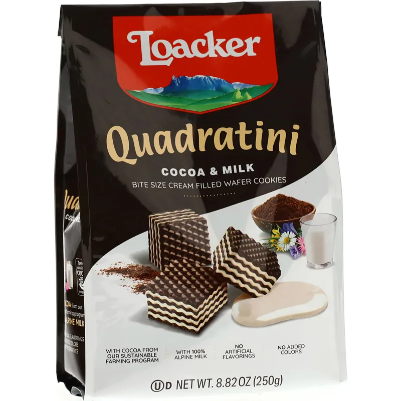 Loacker Quadratini Cocoa & Milk Wafer Cookies view 1