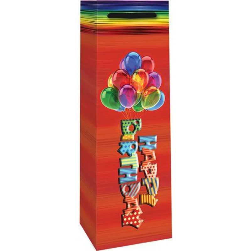 Bella Vita Printed Paper Wine Bottle Bag - Happy Birthday view 1