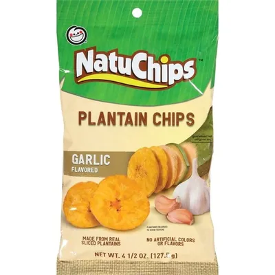NatuChips Plantain Chips Garlic 4 oz Bag