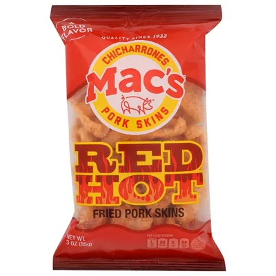 Mac's Chicharrones Red Hot 3 oz Bag