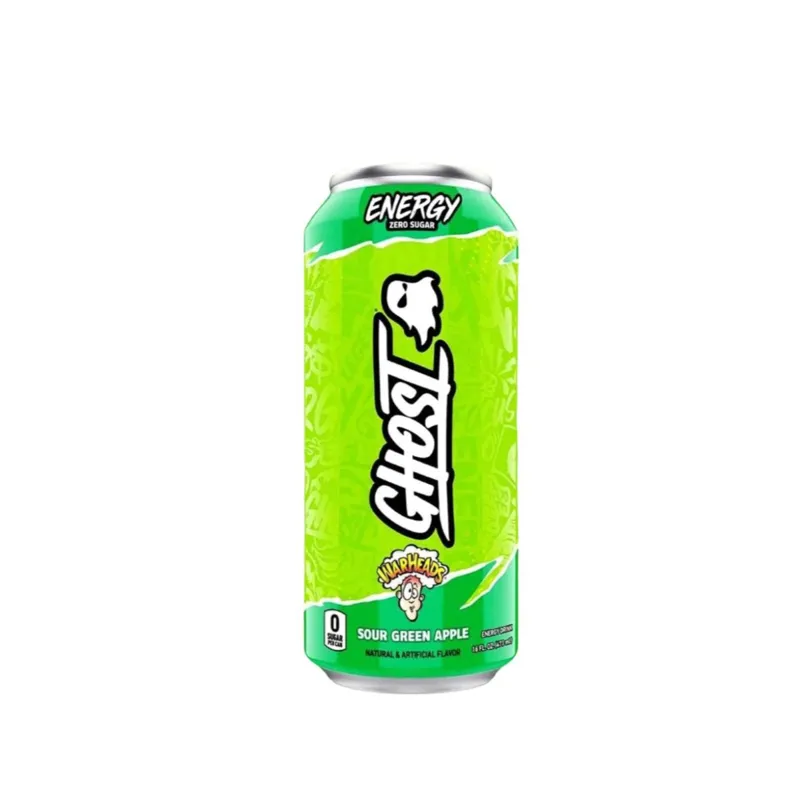 Ghost Energy Drink Zero Sugar Sour Green Apple Warheads view 1