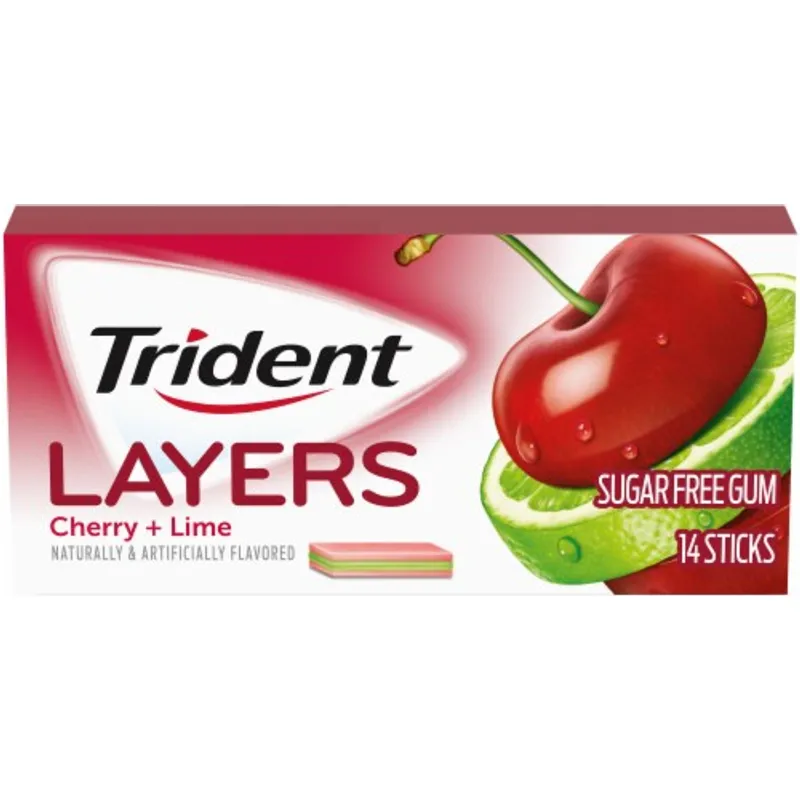 Trident Layers Sugar Free Gum Cherry + Lime view 1
