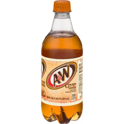 A & W Cream Soda made with Aged Vanilla 20 oz Bottle