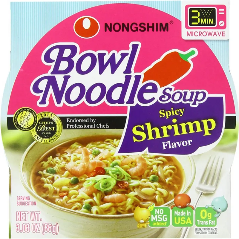 Nongshim Bowl Noodle Soup Spicy Shrimp view 1
