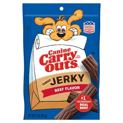 Canine Carry Outs Tender Jerky Beef Flavor Dog Treats 3 oz Bag