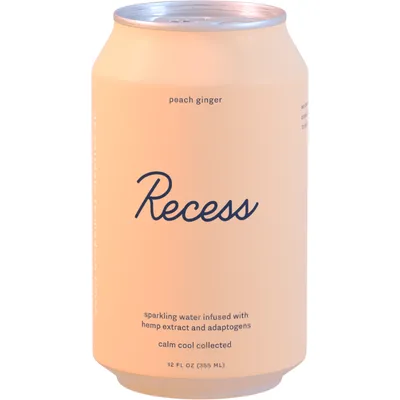 Recess Peach Ginger Sparkling Hemp Water 12oz Can
