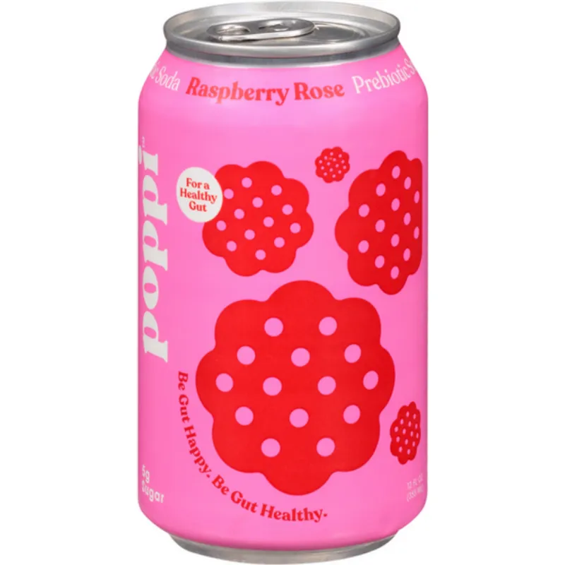 Poppi Raspberry Rose Prebiotic Soda view 1