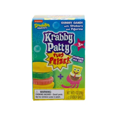 Frankford SpongeBob SquarePants Krabby Patty Gummy Candy with Prize 1 oz Box