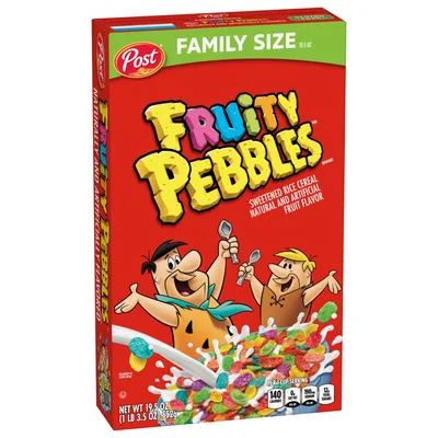 Post Fruity Pebbles Cereal Family Size 19.5 oz Box