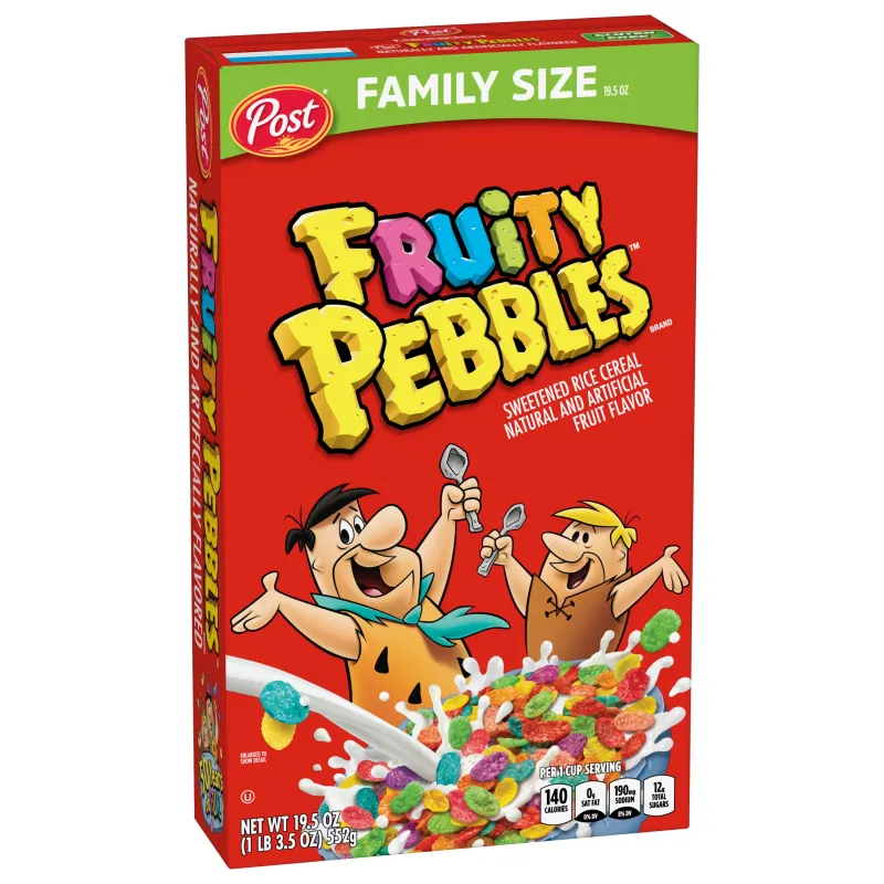 Post Fruity Pebbles Cereal Box view 1