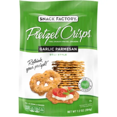 Snack Factory Pretzel Crisps Pretzel Crackers Garlic Parmesan - Deli Style 7.2 oz Box