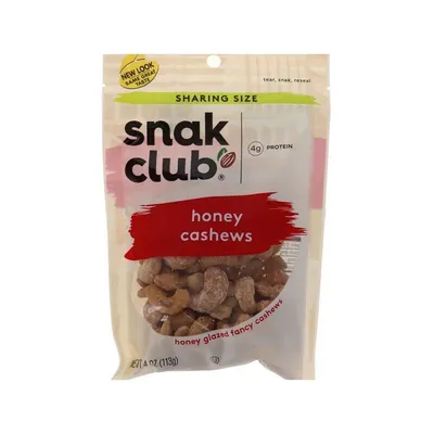 Snak Club Honey Cashews 4 oz Bag