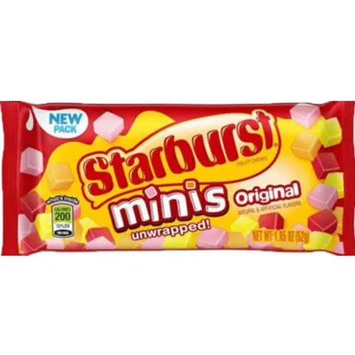 Starburst Unwrapped Original Mini Fruit Chews Candy 1.85oz Bag