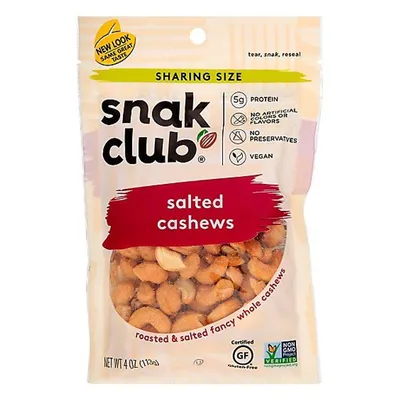 Snak Club Salted Cashews 4 oz Bag