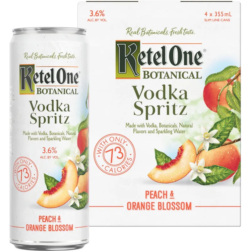 Ketel One Botanical Vodka Spritz Peach & Orange Blossom Cans Aluminum view 1