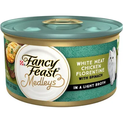 Fancy Feast Medleys White Meat Chicken Florentine with Garden Greens Wet Cat Food 3 oz Can