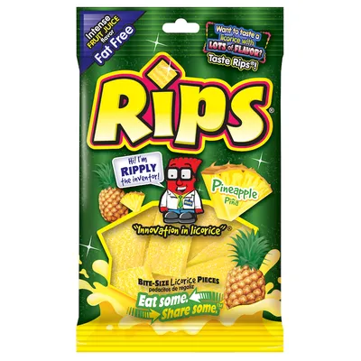 Rips Pineapple Bite-Size Licorice Pieces 4 oz Bag