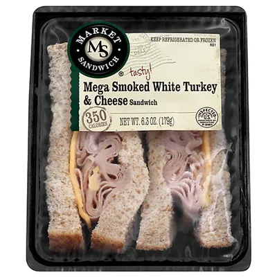 Market Sandwich Mega Smoked White Turkey & Cheese Sandwich 6.3 oz