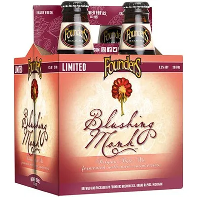 Founders Blushing Monk Ale 4 Pack 12 oz Bottles 9.2% ABV