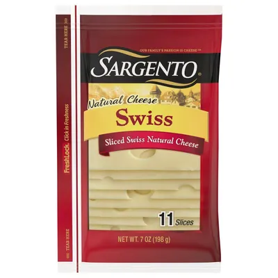 Sargento Natural Swiss Deli-Style Sliced Cheese 7 oz Bag