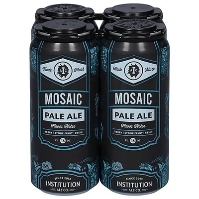 Institution Ale Co Mosaic Pale Ale 4 Pack 16 oz Cans