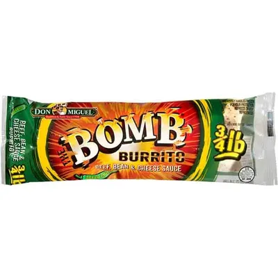 Don Miguel The Bomb Burrito Beef, Bean & Cheese Sauce with Green Chile 12 oz Bag