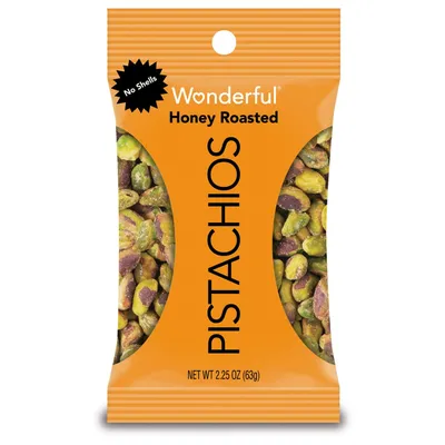 Wonderful Pistachios Honey Roasted No Shell 2.25 oz Bag