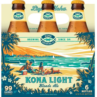 Kona Brewing Co. Light Blonde Ale, 6 Pack 12oz Bottle