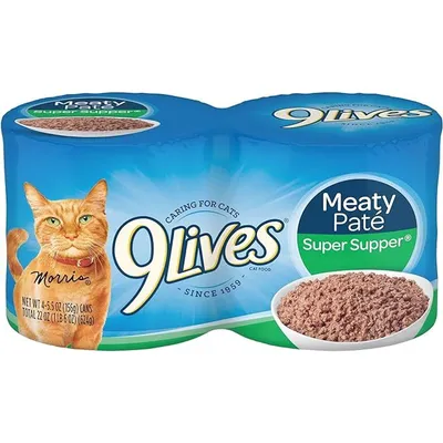 9Lives Super Supper Meaty Pate Cat Food 4-pack 5.5 oz Cans