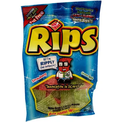 Rips Strawberry and Green Apple Candy 3.5 oz Bag