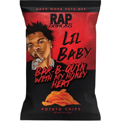 Rap Snacks Lil Baby Bar-B-Quin with My Honey Heat Potato Chips 2.5 oz Bag