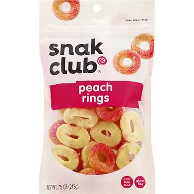 Snak Club Peach Rings 7.5oz Pouch