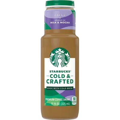 Starbucks Cold & Crafted Coffee + Splash Of Milk & Mocha Premium Coffee Drink 11oz Bottle