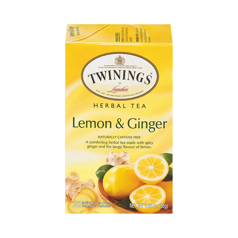 Twinings Lemon & Ginger Herbal Teabags Box view 1