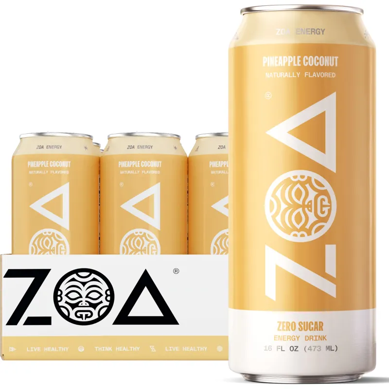 Zoa Pineapple Coconut Zero Sugar Energy Drink view 1